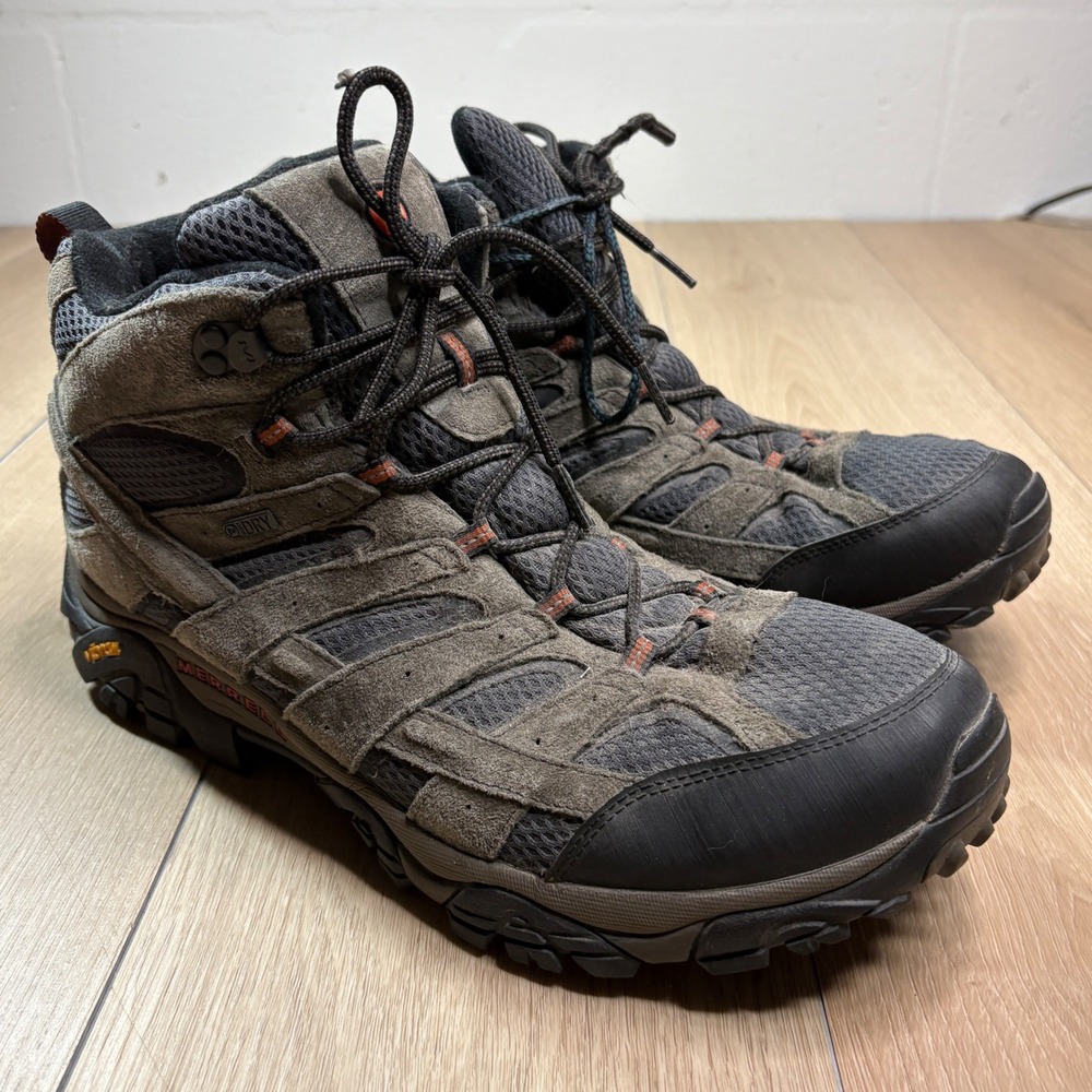 Merrell Moab 2 Mid WP Waterproof Hiking Boots Mens 15 Beluga Grey J06053 Vibram